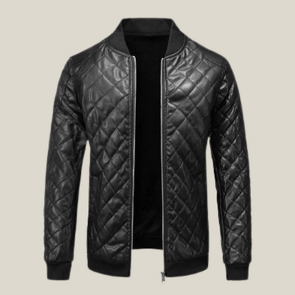 Textured Bomber Leather Jacket - Oakern