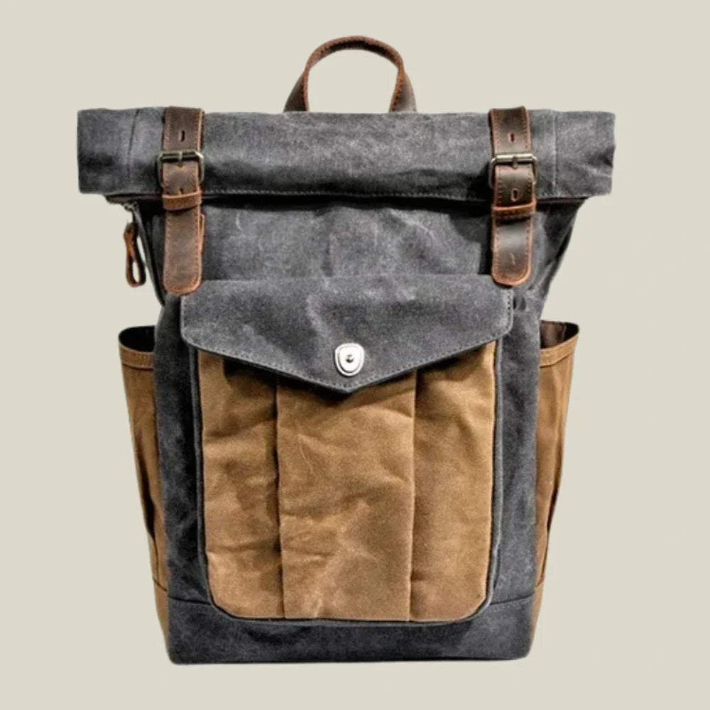 Oakern Pathfinder Backpack – Vintage Waxed Canvas Roll-Top
