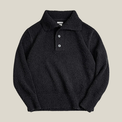 Oakern Buttoned Polo Sweater – Soft Textured Pullover