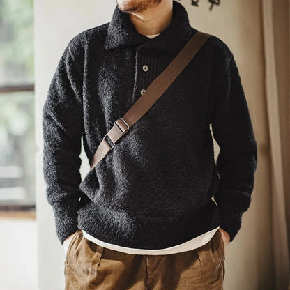 Oakern Buttoned Polo Sweater – Soft Textured Pullover