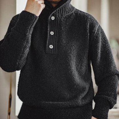 Oakern Buttoned Polo Sweater – Soft Textured Pullover