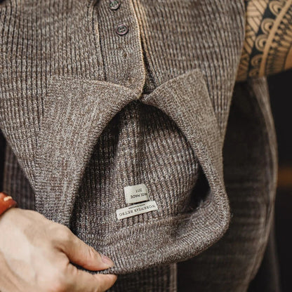 Oakern Retro Knit Polo Sweater – Soft & Breathable Long-Sleeve