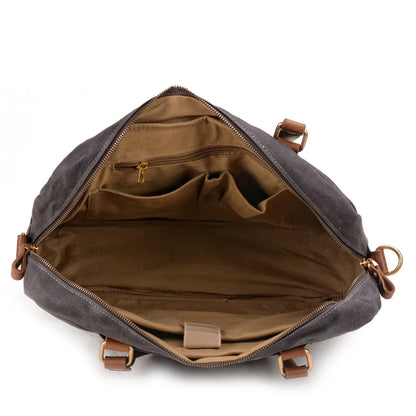 Oakern Expedition Briefcase – Waxed Canvas & Leather Laptop Bag